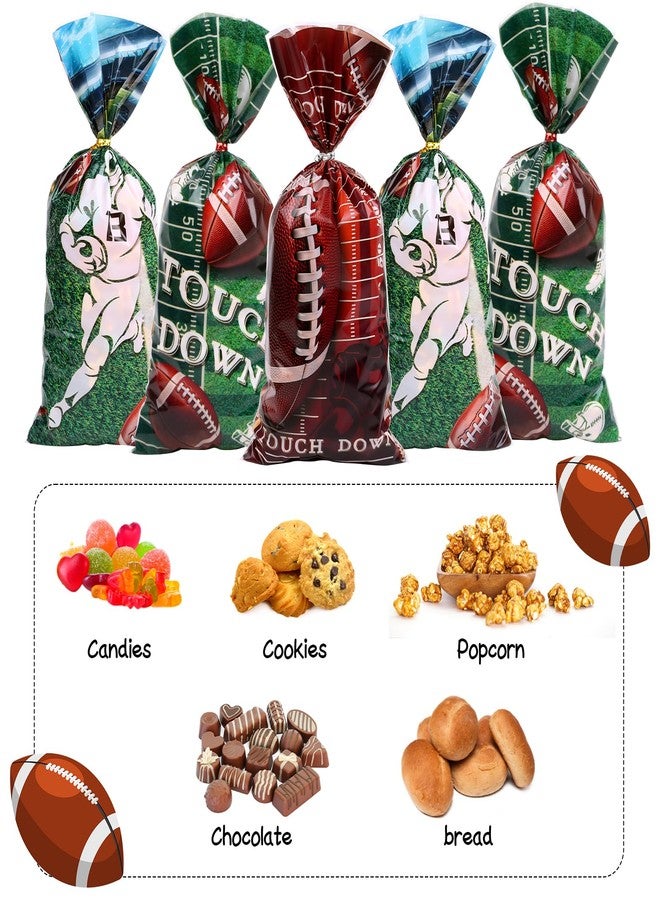 STEFORD 150 pcs Football Treat Bags, Football Goodie Bags Party Snack Candy Plastic Bag with Twist Ties for Birthday Sport Events Party Gifts Wrapping Superbowl - Image 4